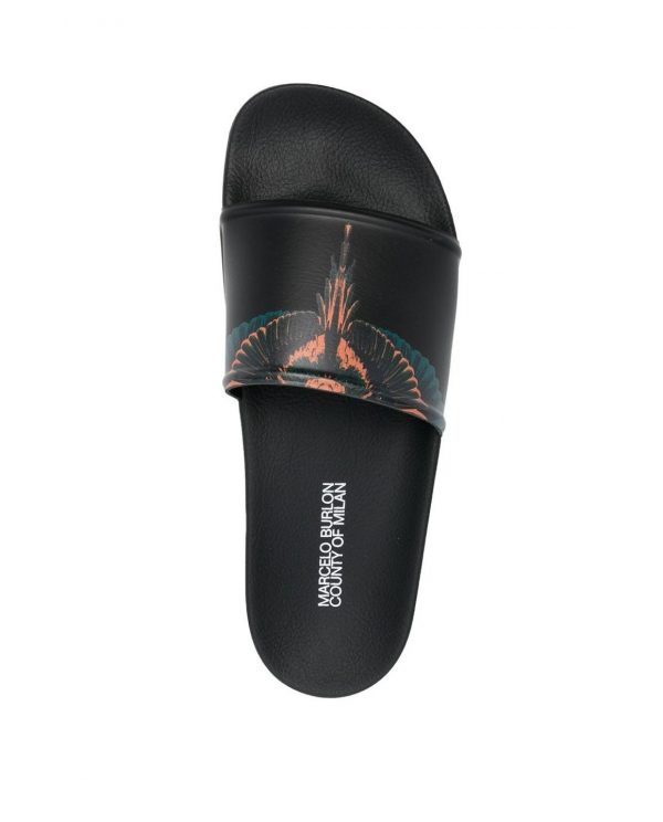 Marcelo Burlon slides with feather print design, available at Lestyle Boutique Melbourne