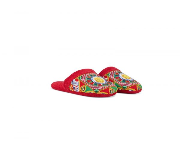 Dolce & Gabbana Carretto Siciliano-print terry slippers, luxury comfort available at Lestyle Boutique Melbourne