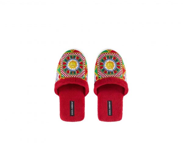 Dolce & Gabbana Carretto Siciliano-print terry slippers, luxury comfort available at Lestyle Boutique Melbourne