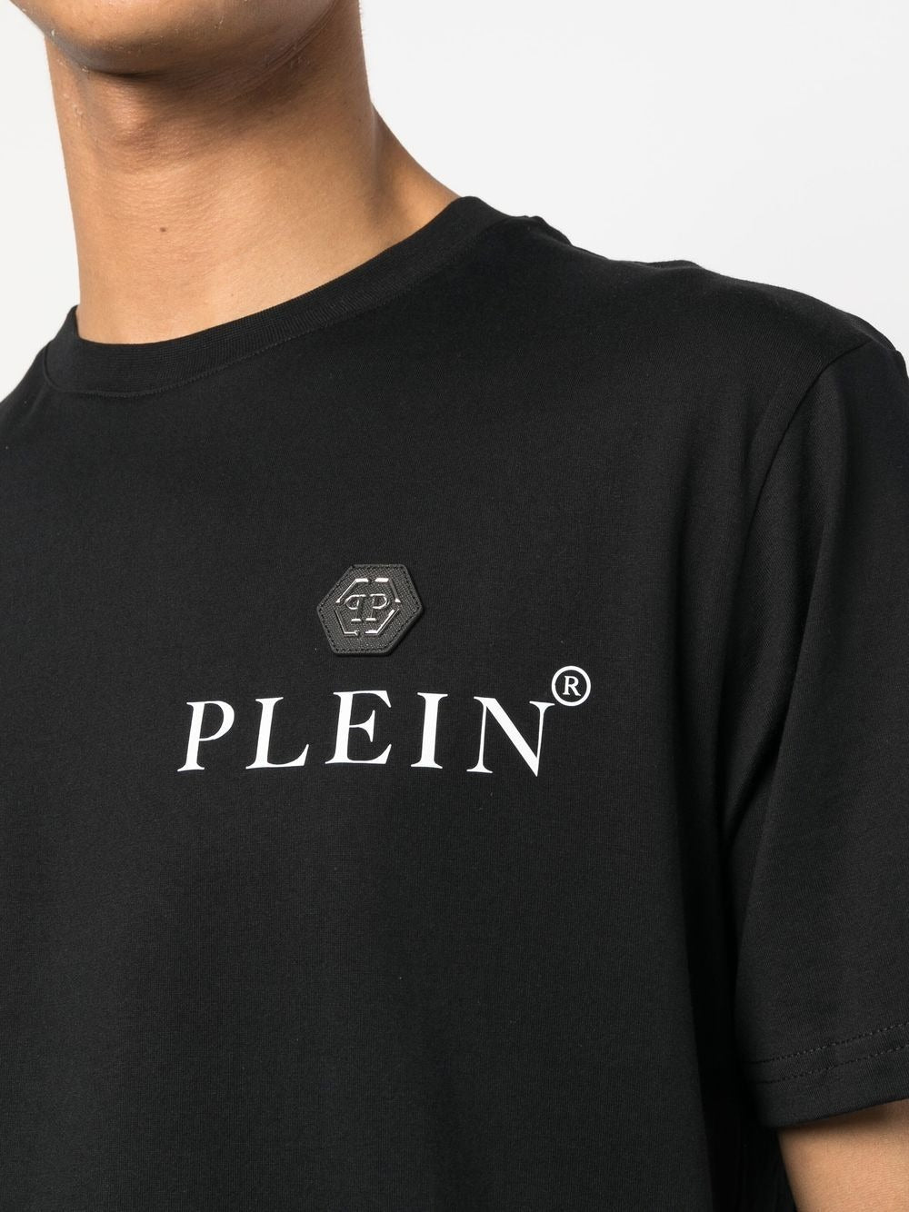 PHILIPP PLEIN T-SHIRT featuring logo plaque cotton available at Lestyle Boutique Melbourne