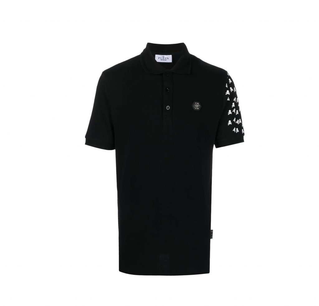 PHILIPP PLEIN SHIRT featuring skull and bones cotton polo available at Lestyle Boutique Melbourne