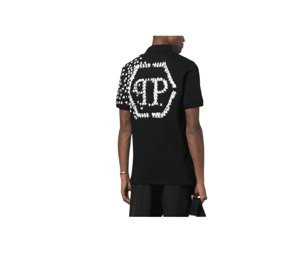 PHILIPP PLEIN SHIRT featuring skull and bones cotton polo available at Lestyle Boutique Melbourne