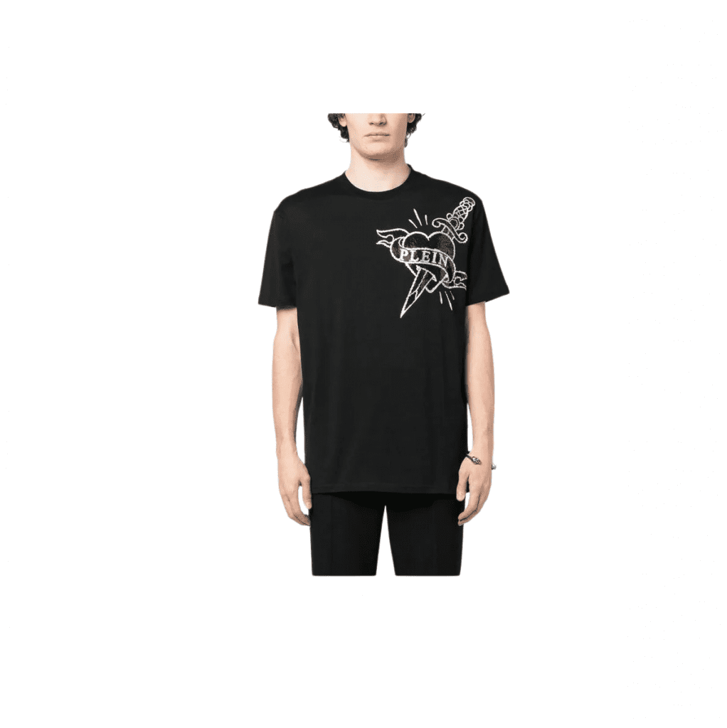 PHILIPP PLEIN GRAPHIC-PRINT T-SHIRT featuring crystal embellishment available at Lestyle Boutique Melbourne