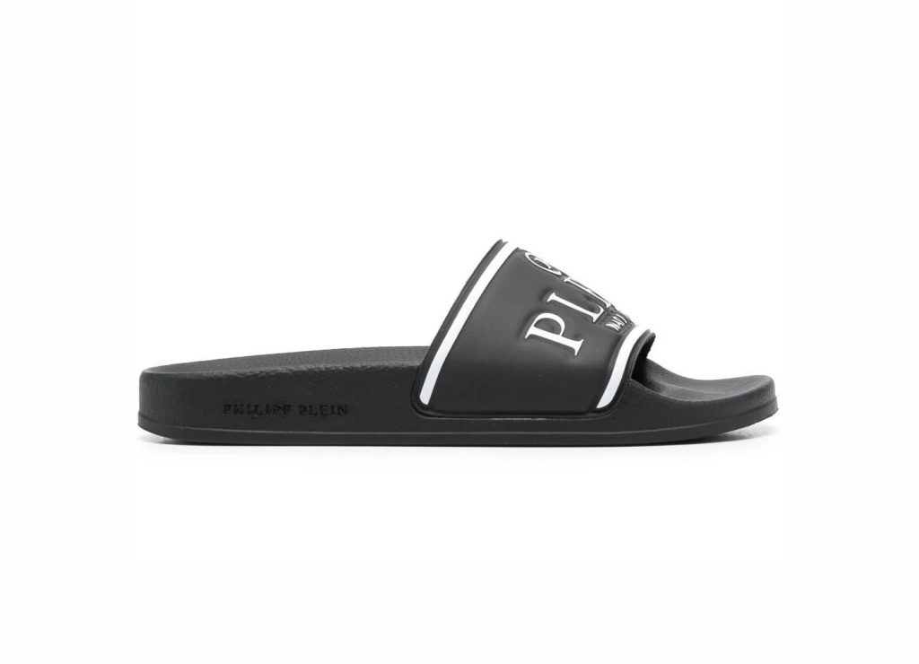 PHILIPP PLEIN SLIDES featuring logo print strap available at Lestyle Boutique Melbourne