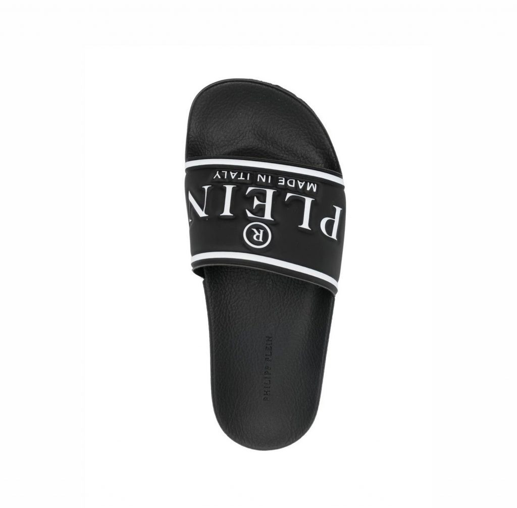 PHILIPP PLEIN SLIDES featuring logo print strap available at Lestyle Boutique Melbourne