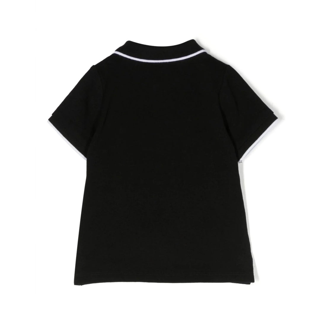 BOSS Kidswear cotton polo shirt in black, featuring a chest logo and striped collar, available at Lestyle Boutique.