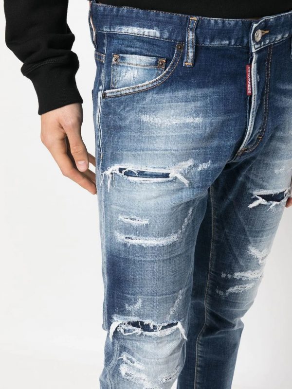 DSQUARED2 jeans with distressed effect, tapered fit, available at Lestyle Boutique Melbourne