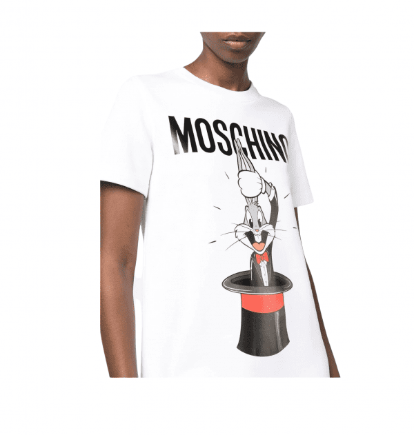 Moschino Bugs Bunny print dress, crafted from cotton for comfort. Available at Lestyle Boutique Melbourne