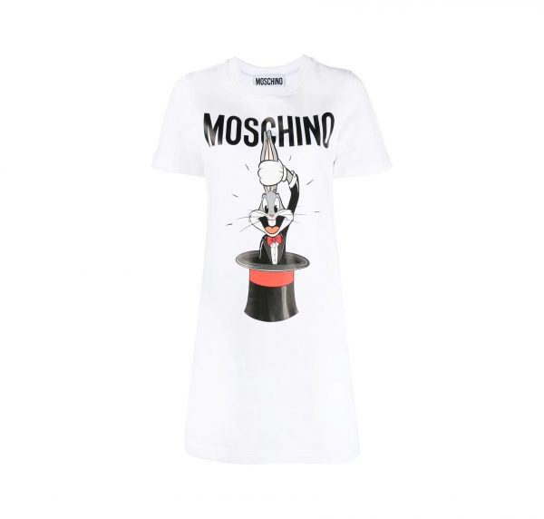 Moschino Bugs Bunny print dress, crafted from cotton for comfort. Available at Lestyle Boutique Melbourne