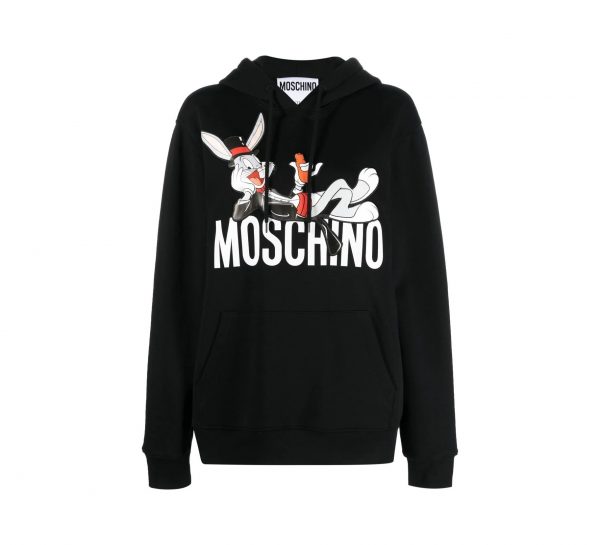 Moschino hoodie featuring Bugs Bunny print, crafted from organic cotton, available at Lestyle Boutique Melbourne