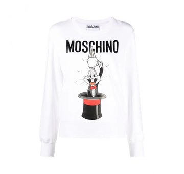 Moschino Bugs Bunny print sweatshirt with crew neck and long sleeves, available at Lestyle Boutique Melbourne