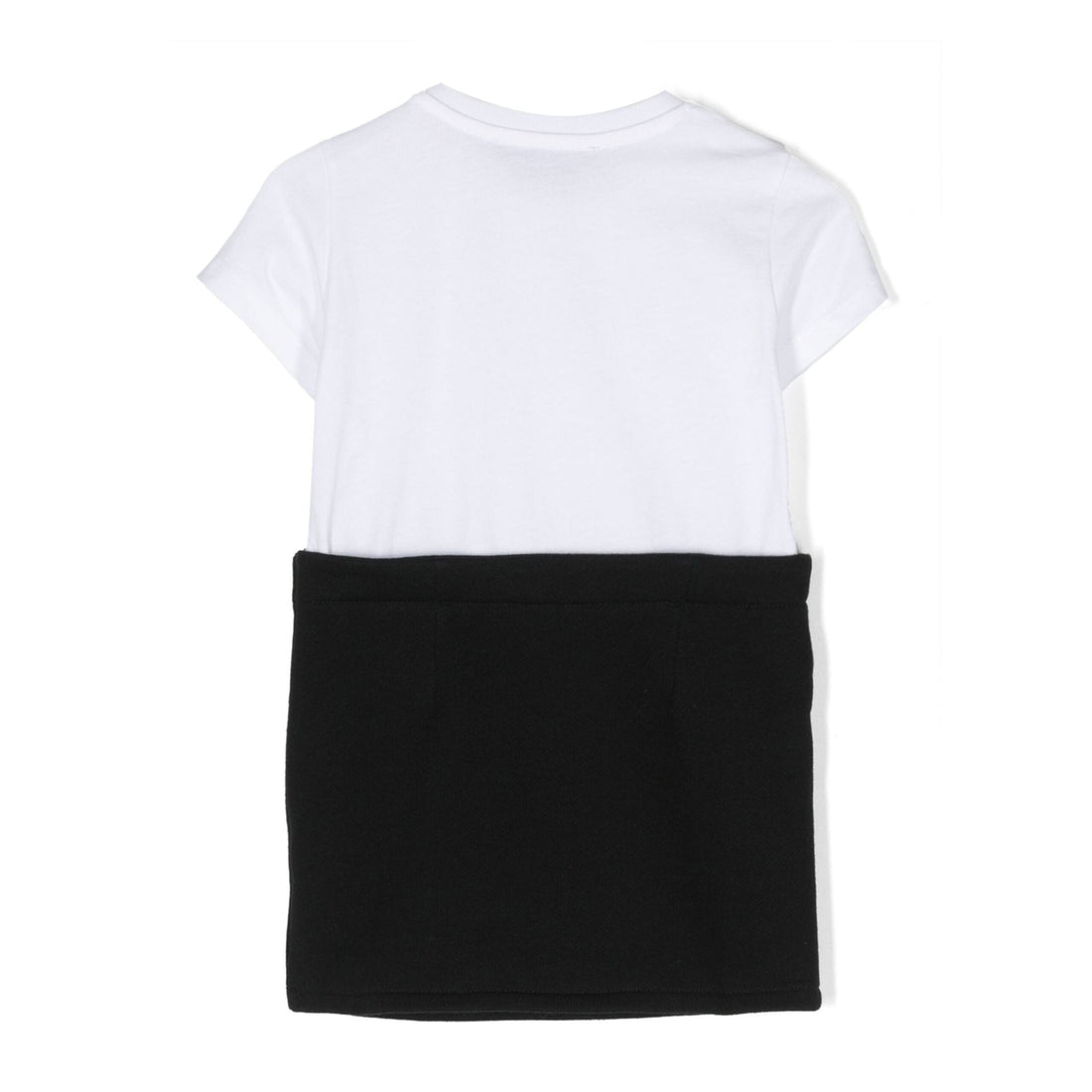 Stylish Balmain kids logo-print cotton dress set featuring a chic black and white design. The premium cotton fabric ensures comfort and breathability for little ones. This designer outfit includes a round neck and short sleeves, perfect for warm weather. The set is completed with matching bloomers, making it an ideal choice for casual outings or special occasions. Elevate your child's wardrobe with this luxury piece, available at Lestyle Boutique Melbourne.