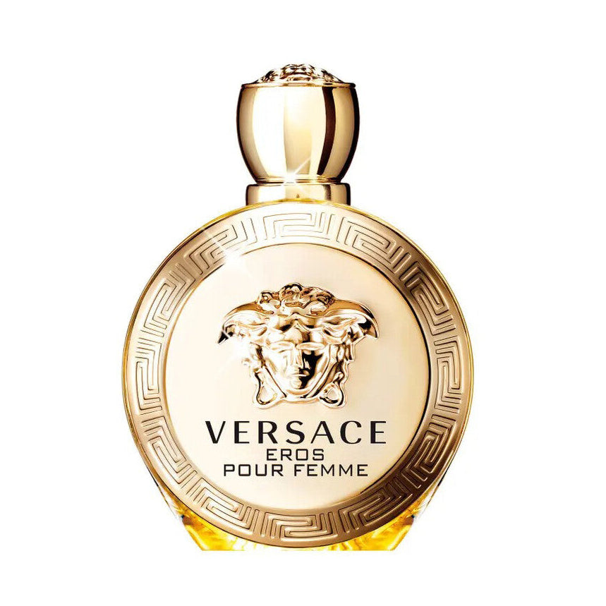 Versace Eros Pour Femme perfume bottle on a white background
