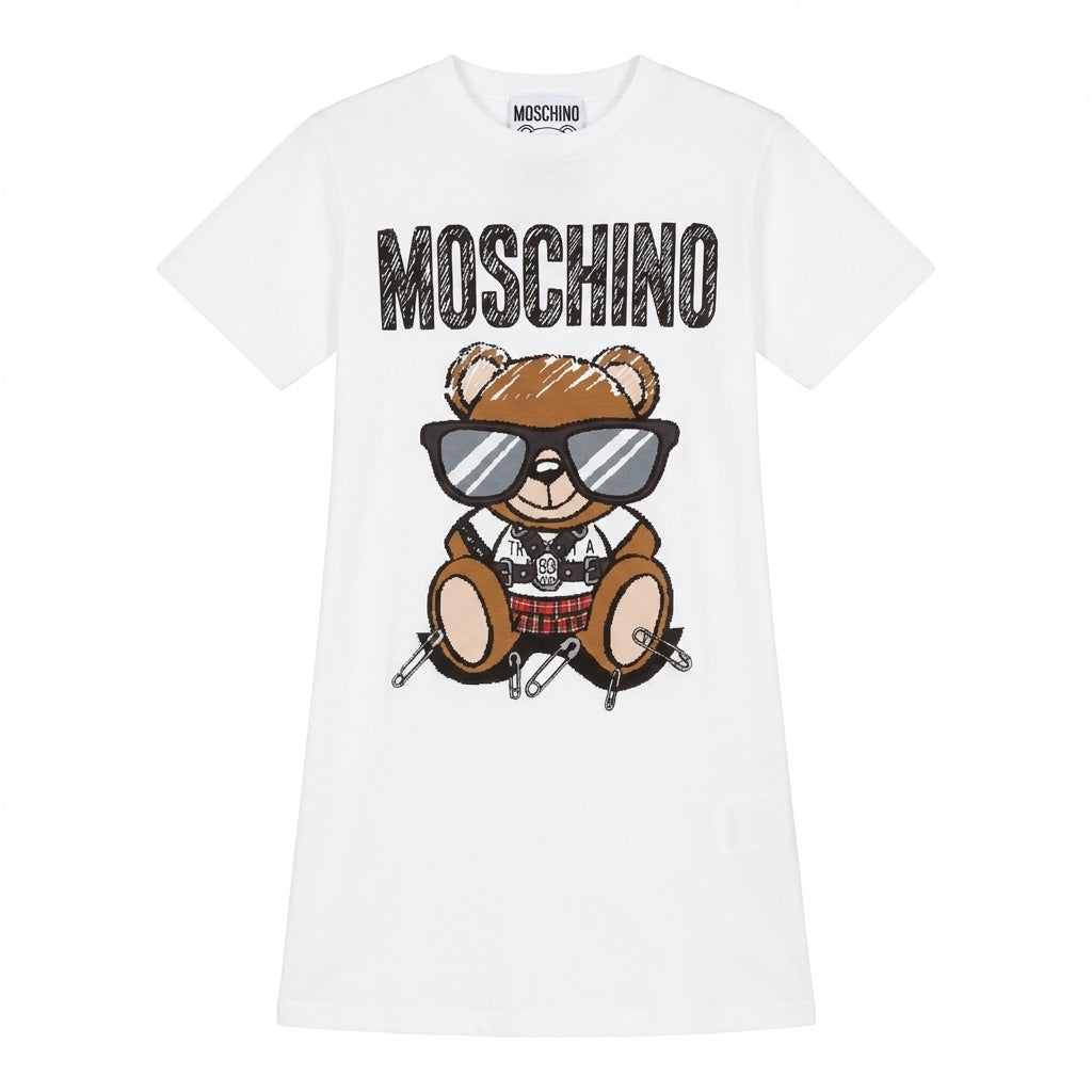 Moschino dress featuring teddy bear graphic with sunglasses available at Lestyle Boutique Melbourne