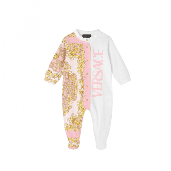 Versace Kids Romper featuring baroque-trim logo-print available at Lestyle Boutique Melbourne