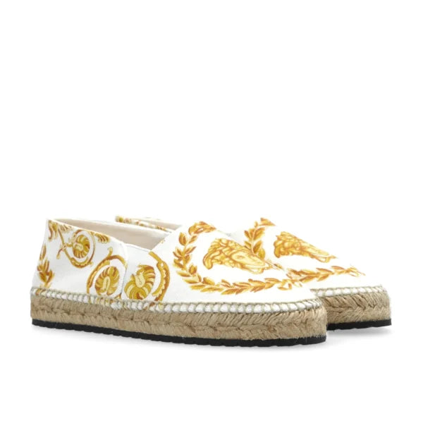 VERSACE KIDS ESPADRILLES featuring white and gold Barocco pattern available at Lestyle Boutique Melbourne