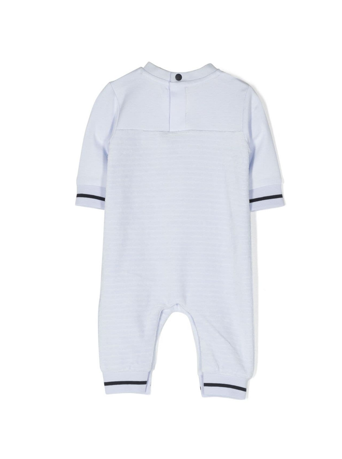 BOSS kidswear body featuring a stylish horizontal stripe pattern in soft, premium fabric. This designer piece includes an embroidered logo at the chest and a comfortable crew neck design, perfect for little ones. The long sleeves and straight leg fit ensure ease of movement, making it ideal for everyday wear or special occasions. Crafted with attention to detail, this luxury item is designed for comfort and style, available at Lestyle Boutique Melbourne.