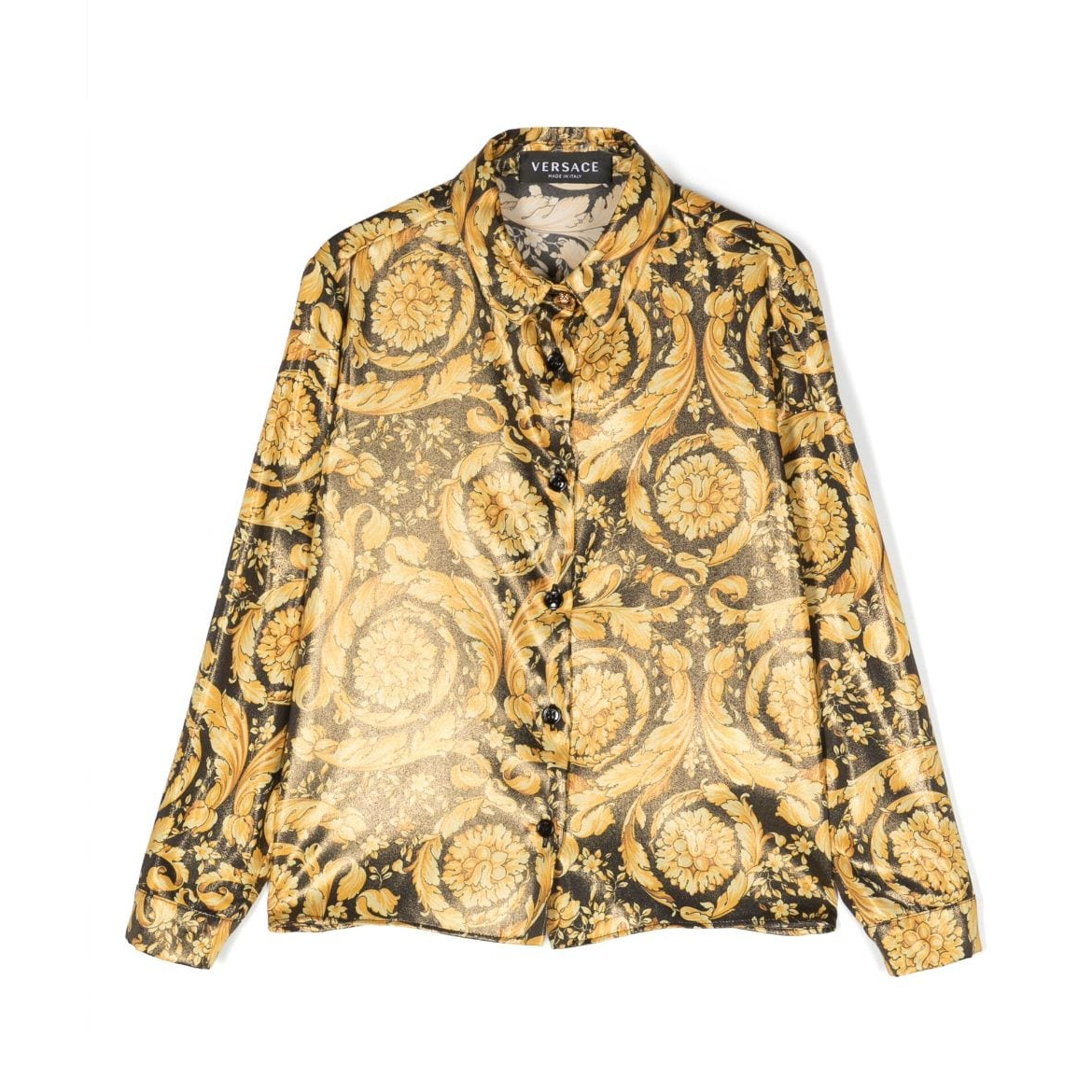 Yellow and black patterned shirt on a white background
