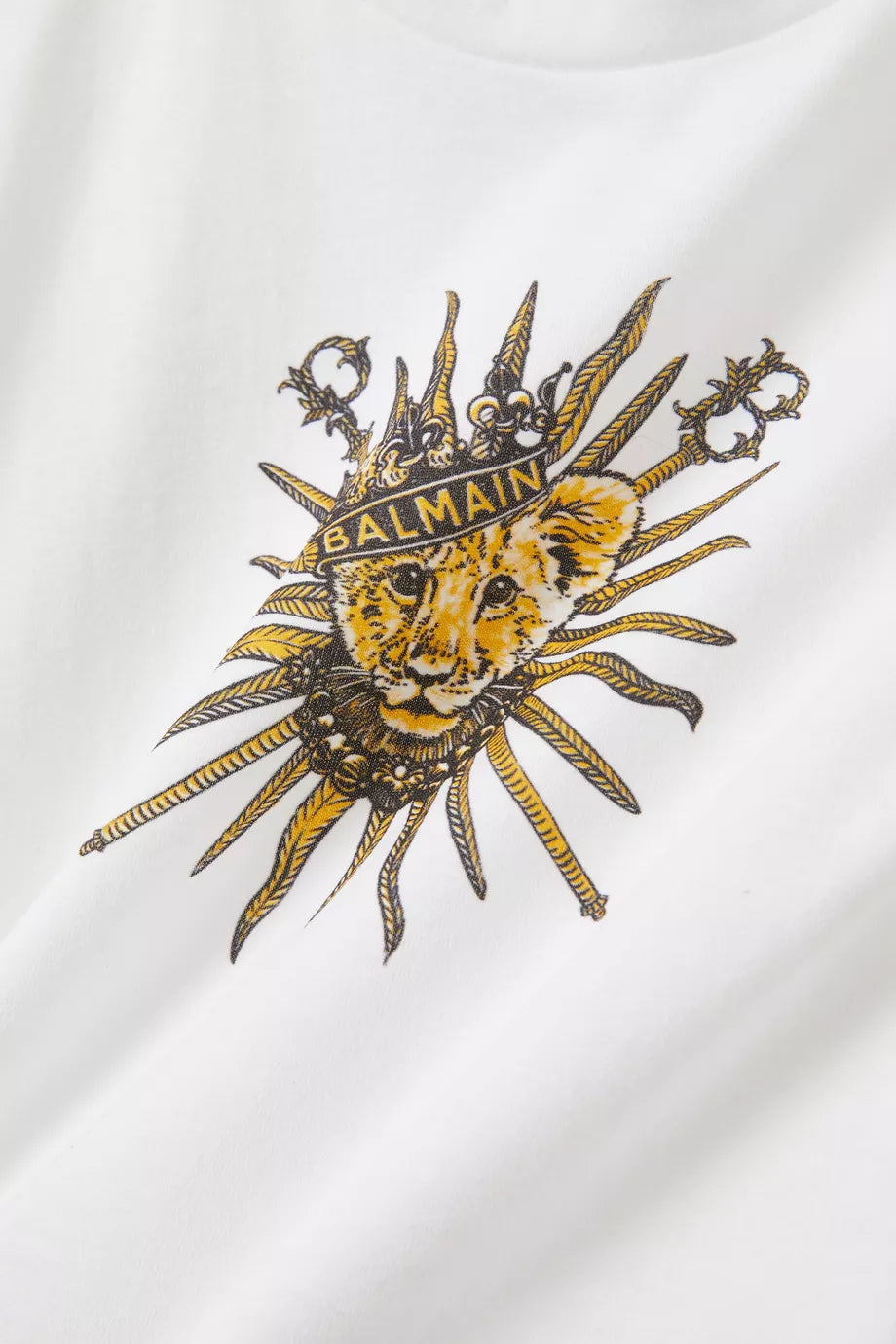 BALMAIN T-shirt featuring a graphic print with shoulder button detailing available at Lestyle Boutique Melbourne