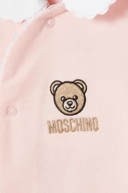 MOSCHINO Bear Logo-embroidered Sleepsuit Gift Set featuring bear logo embroidery available at Lestyle Boutique Melbourne