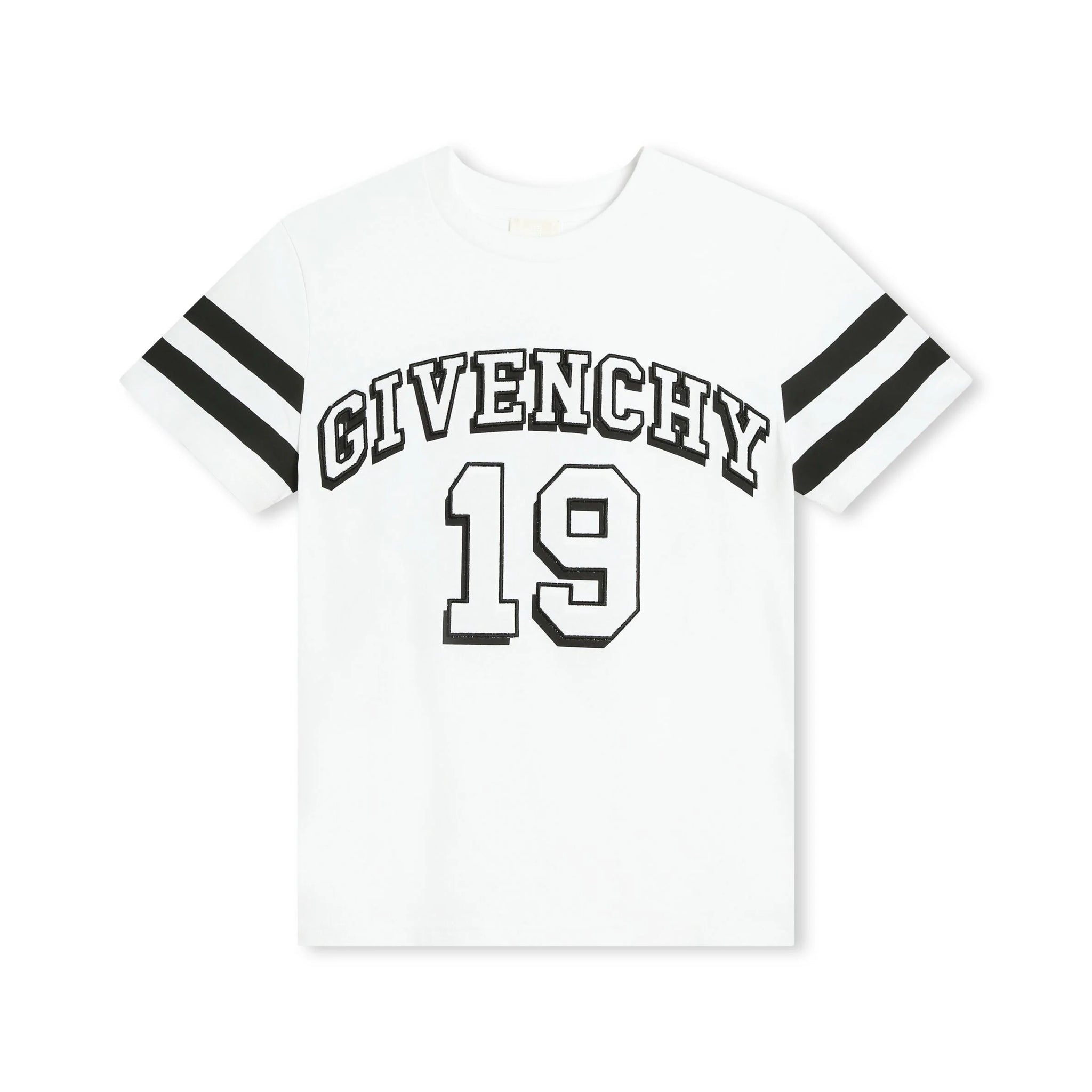 Givenchy Kids logo-embroidered organic cotton T-shirt in white with sporty style, available at Lestyle Boutique Melbourne.