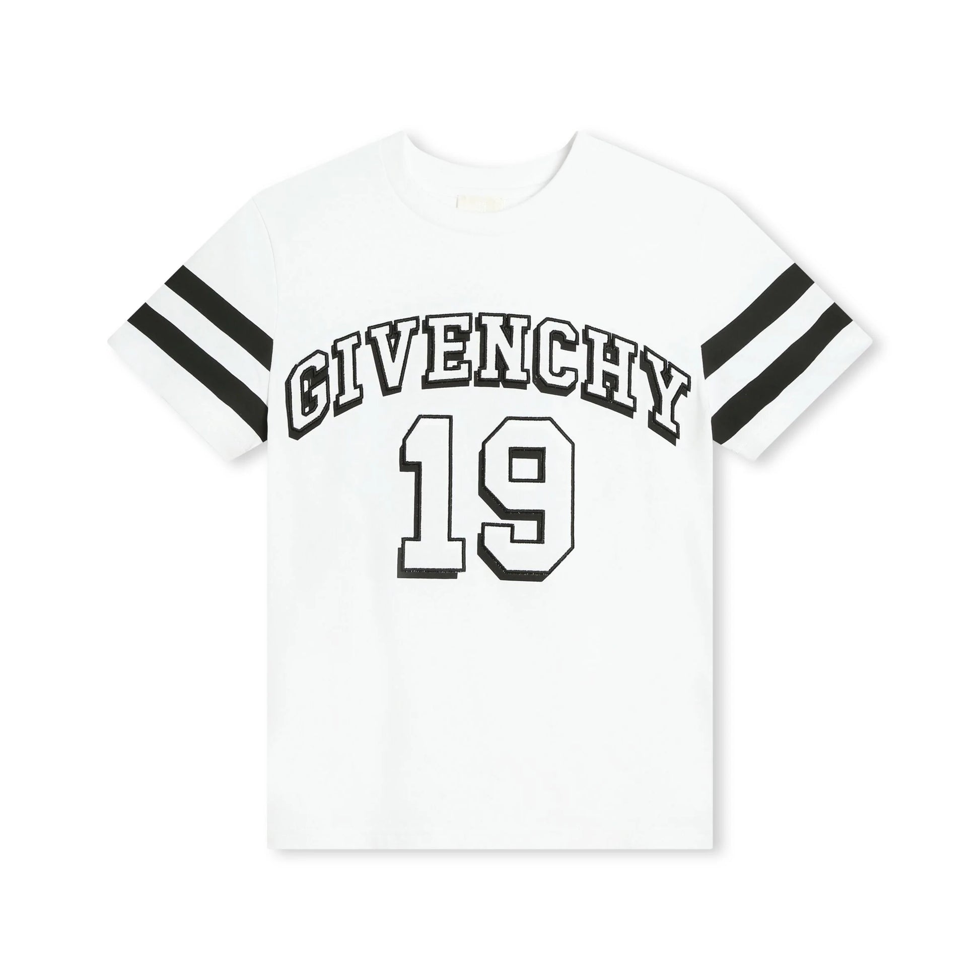 Givenchy Kids logo-embroidered organic cotton T-shirt in white with sporty style, available at Lestyle Boutique Melbourne.