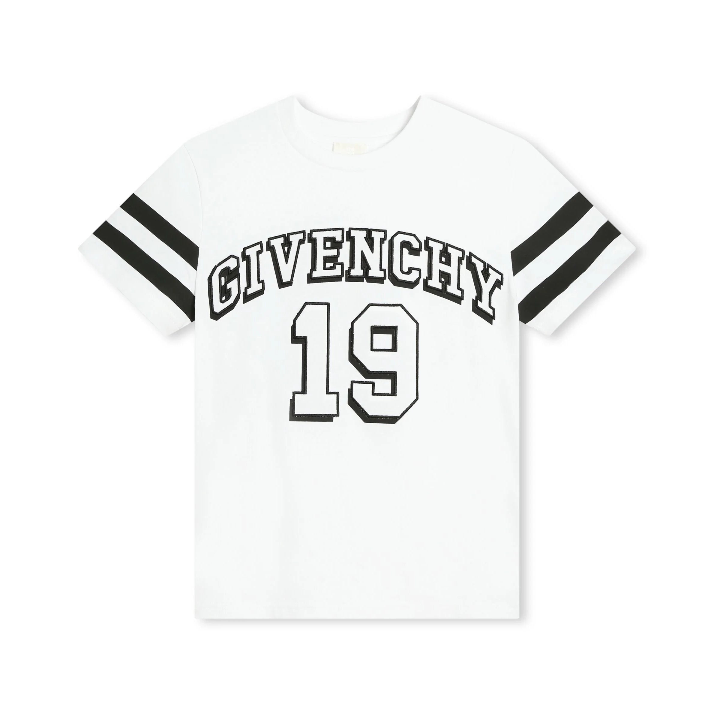 Givenchy Kids logo-embroidered organic cotton T-shirt in white with sporty style, available at Lestyle Boutique Melbourne.