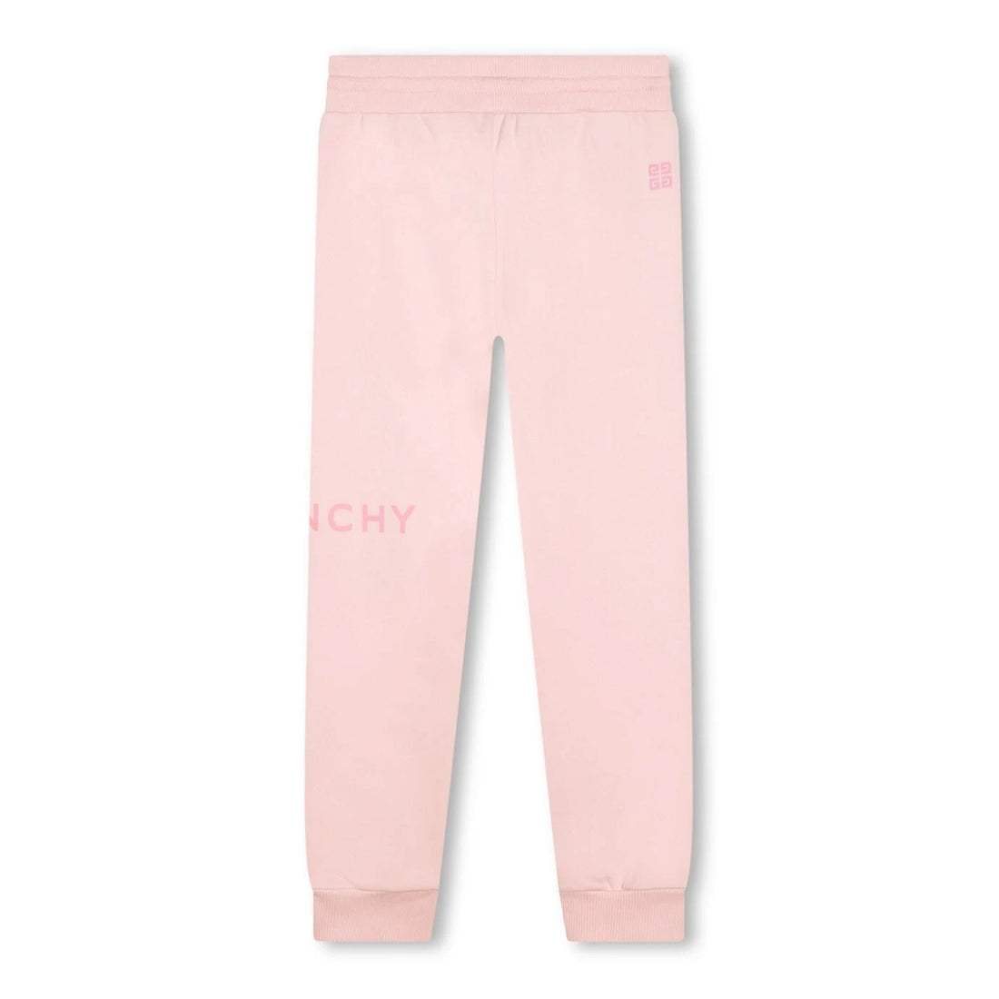 Givenchy Kids pink logo-print fleece track pants, featuring a tapered leg and ribbed cuffs, available at Lestyle Boutique Melbourne.