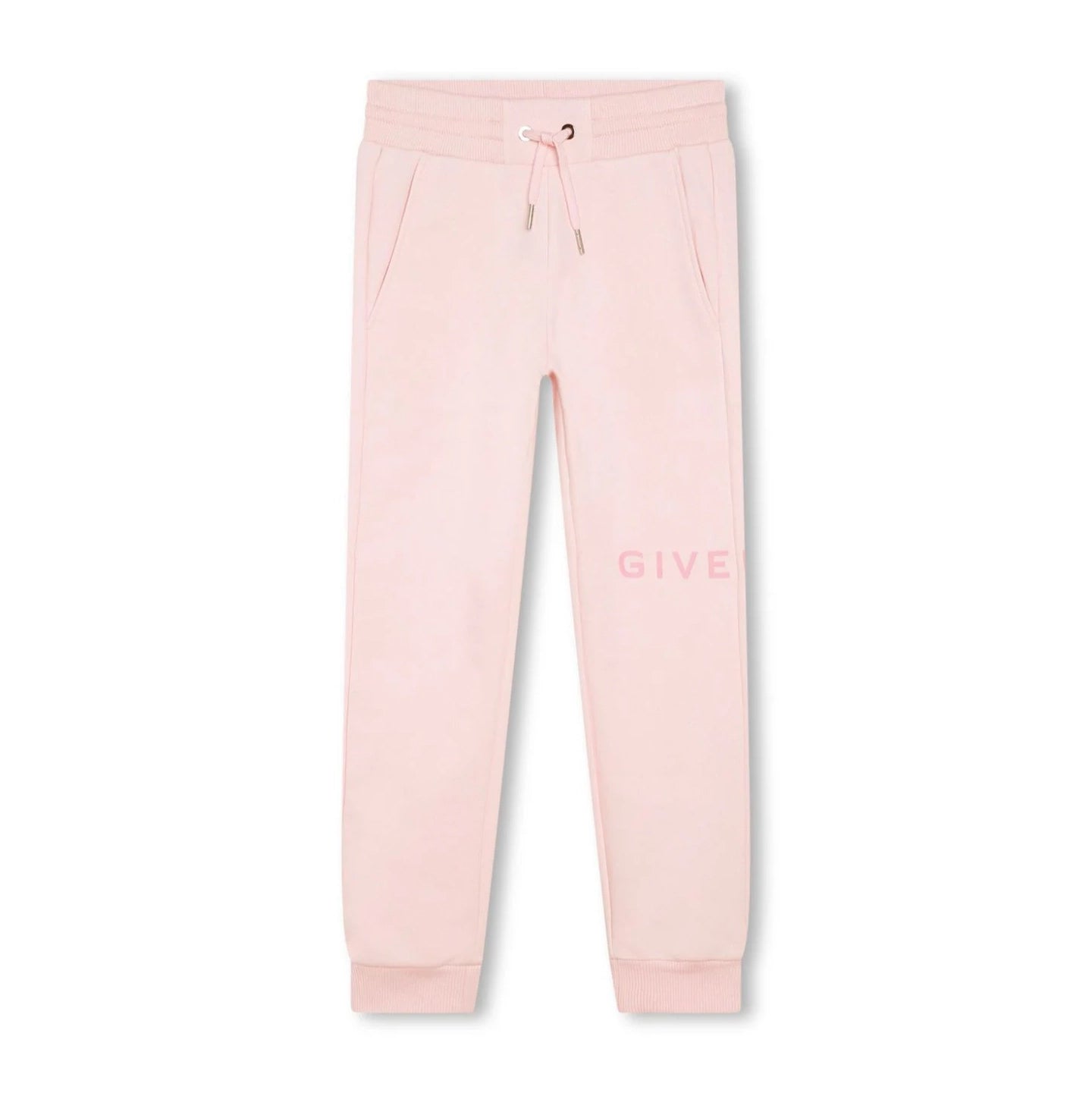 Givenchy Kids pink logo-print fleece track pants, featuring a tapered leg and ribbed cuffs, available at Lestyle Boutique Melbourne.
