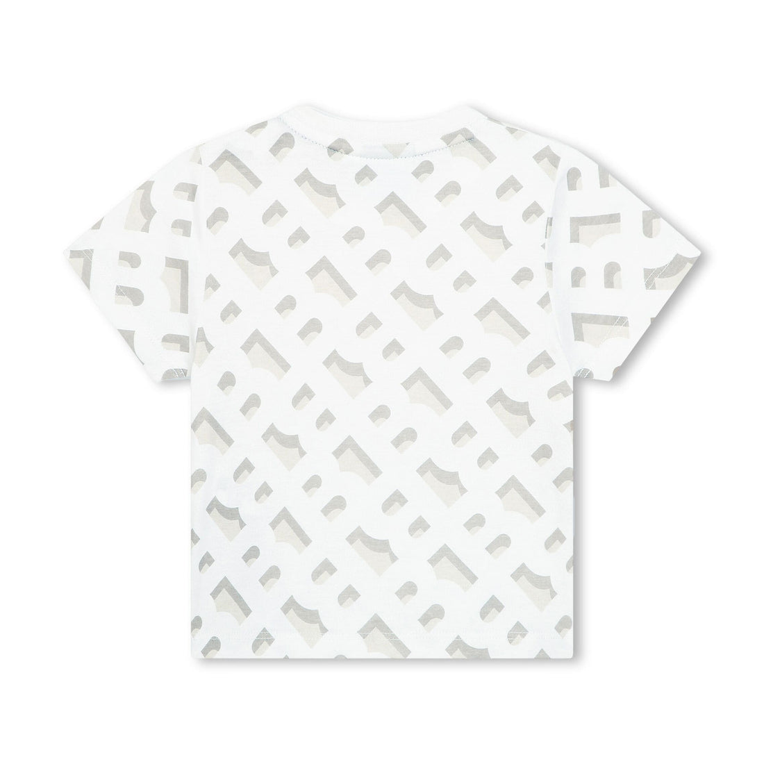 BOSS Kidswear white monogram-print T-shirt, available at Lestyle Boutique.