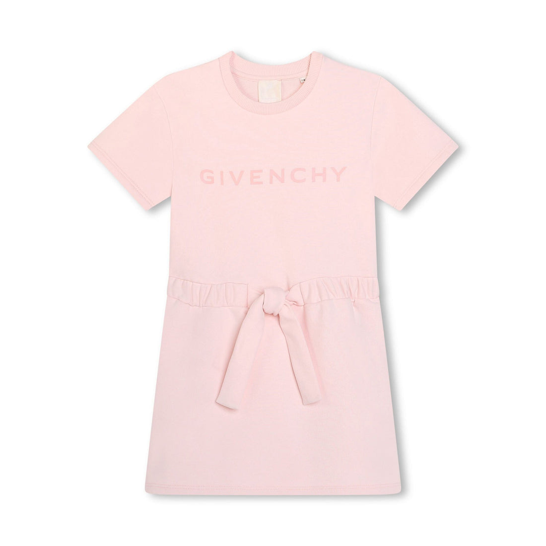Light pink Givenchy Kids logo-print cotton blend dress featuring a drawstring waist, available at Lestyle Boutique Melbourne.