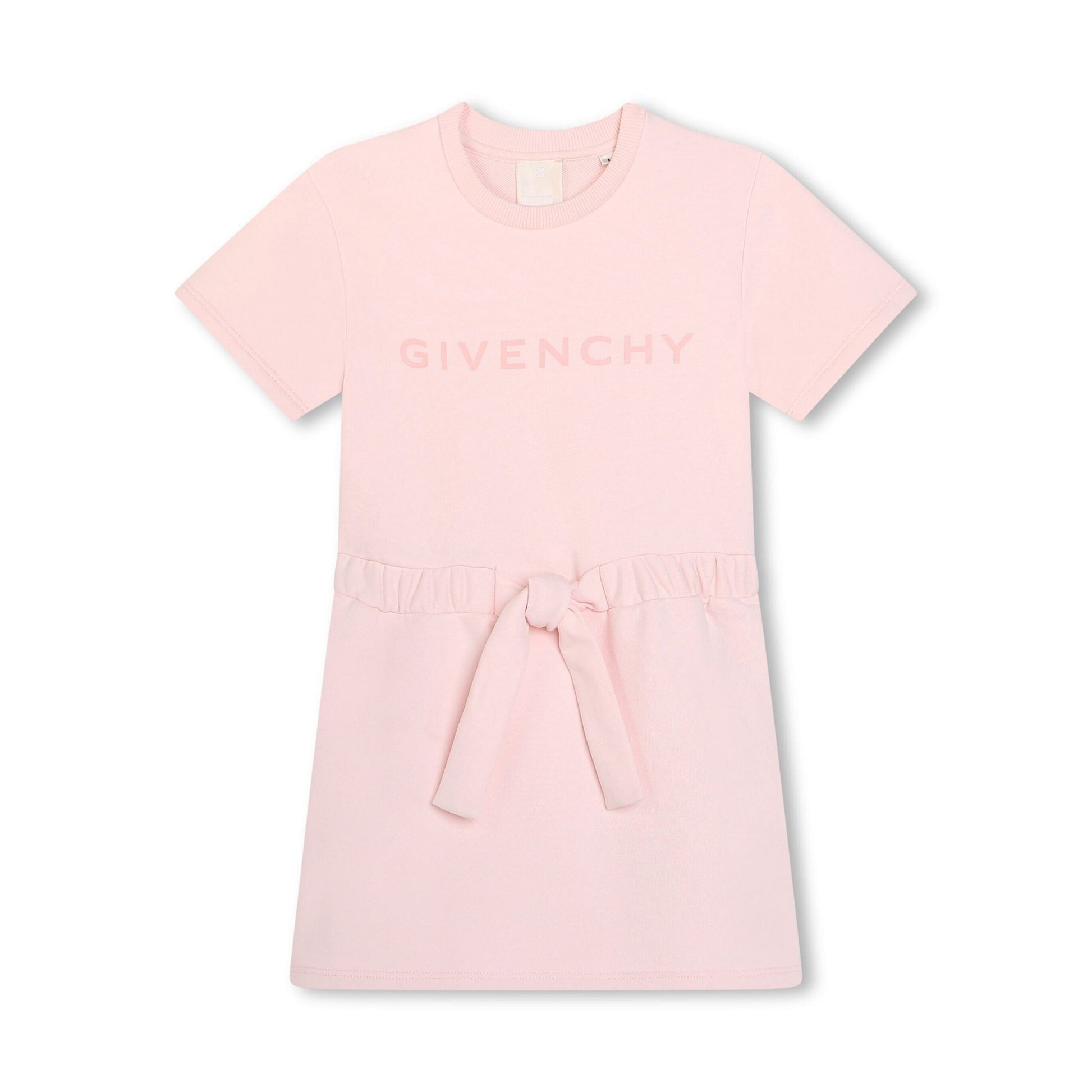 Light pink Givenchy Kids logo-print cotton blend dress featuring a drawstring waist, available at Lestyle Boutique Melbourne.