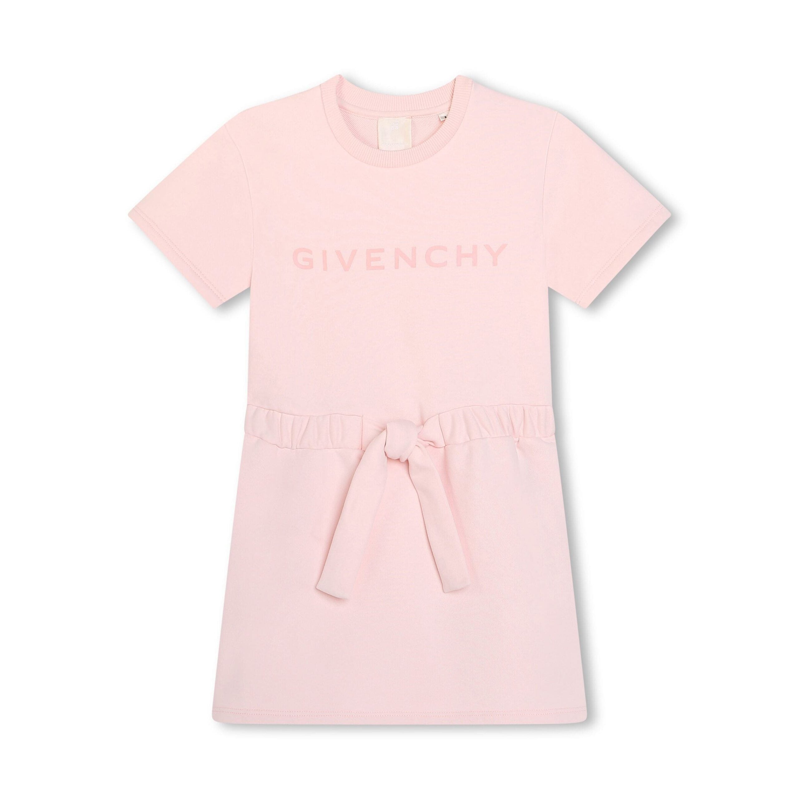 Light pink Givenchy Kids logo-print cotton blend dress featuring a drawstring waist, available at Lestyle Boutique Melbourne.