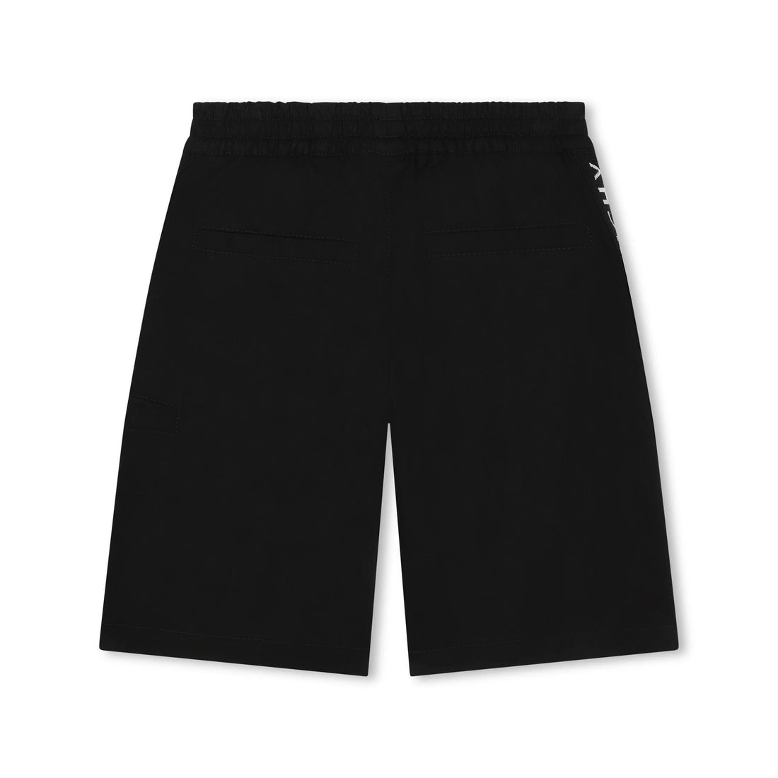 Black Givenchy Kids Bermuda shorts with logo tape detailing, available at Lestyle Boutique Melbourne.
