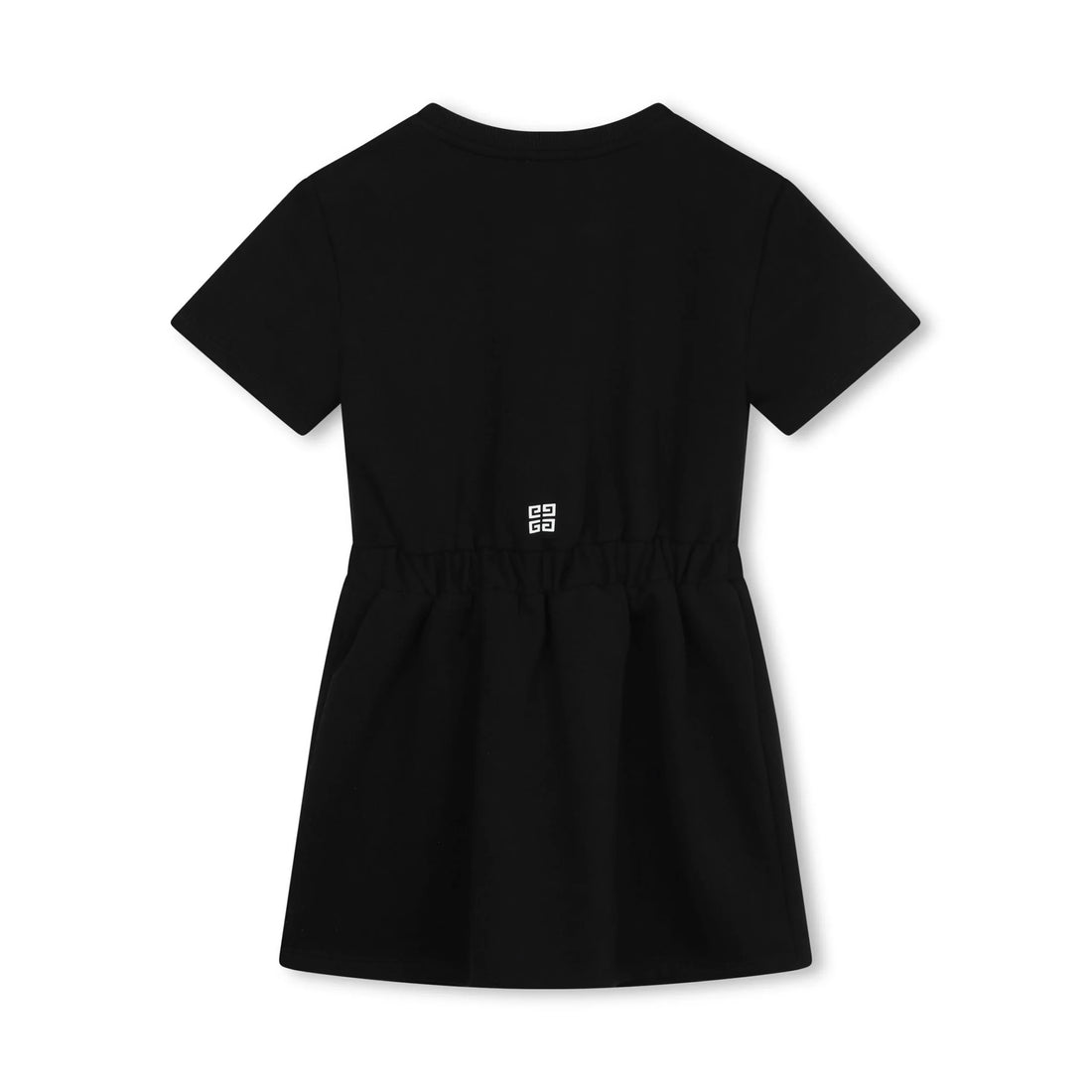Givenchy Kids black logo-print jersey dress with a drawstring waist and short sleeves, available at Lestyle Boutique Melbourne.