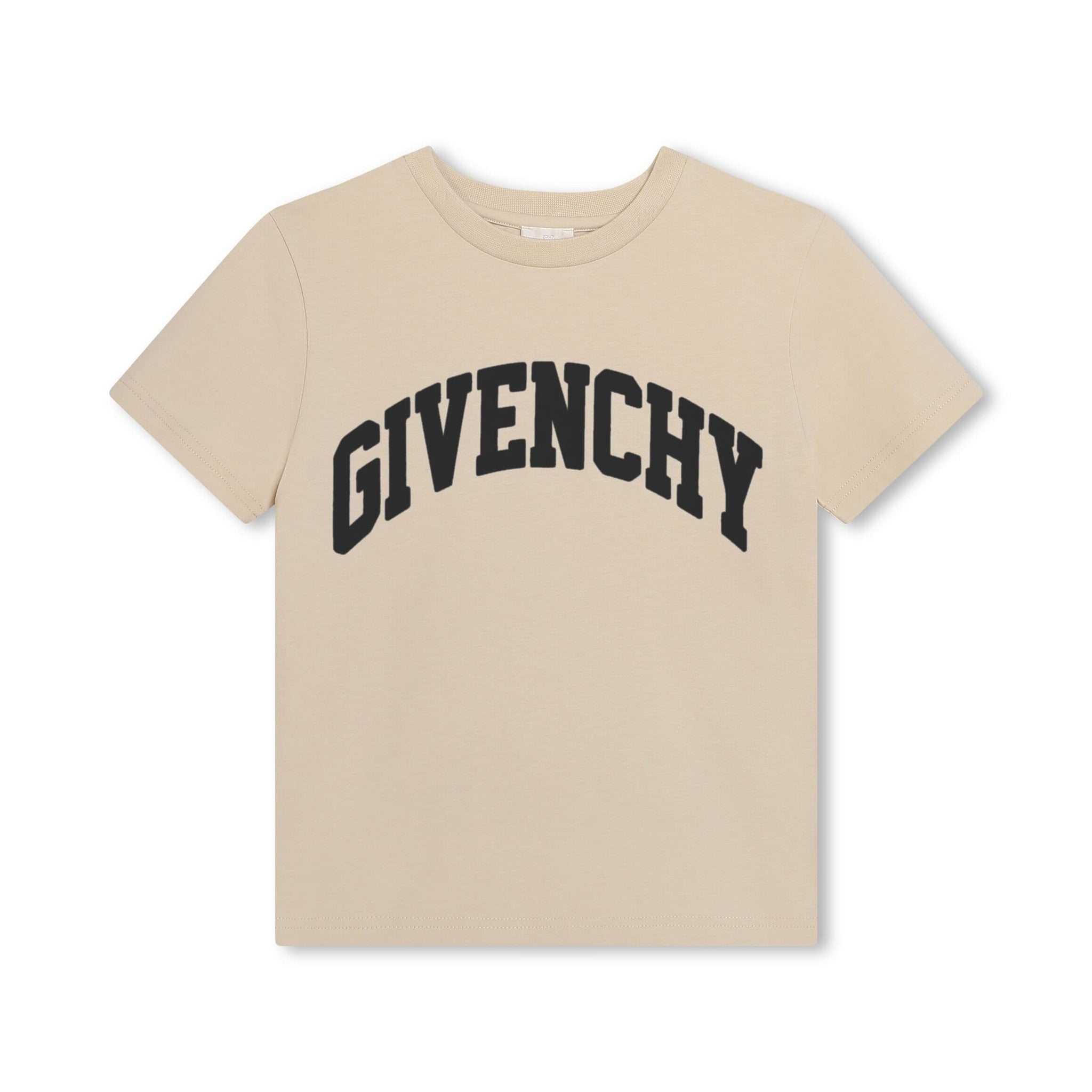 Givenchy Kids logo-print cotton T-shirt in beige with contrasting black logo, available at Lestyle Boutique Melbourne.