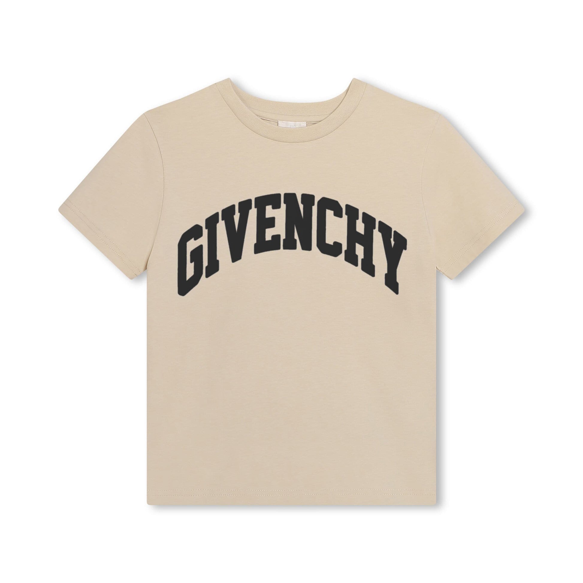 Givenchy Kids logo-print cotton T-shirt in beige with contrasting black logo, available at Lestyle Boutique Melbourne.