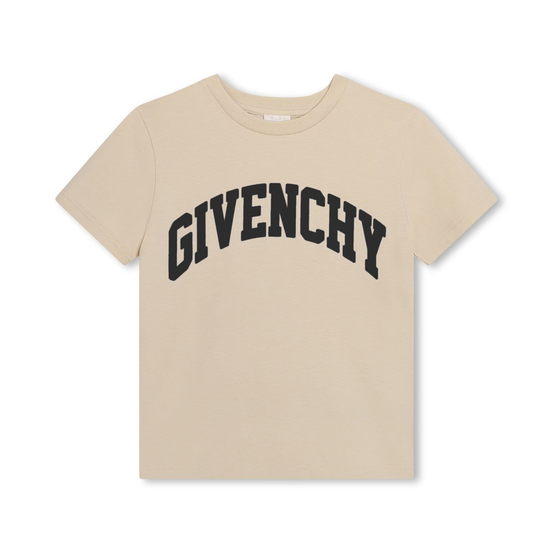 Givenchy Kids logo-print cotton T-shirt in beige with contrasting black logo, available at Lestyle Boutique Melbourne.