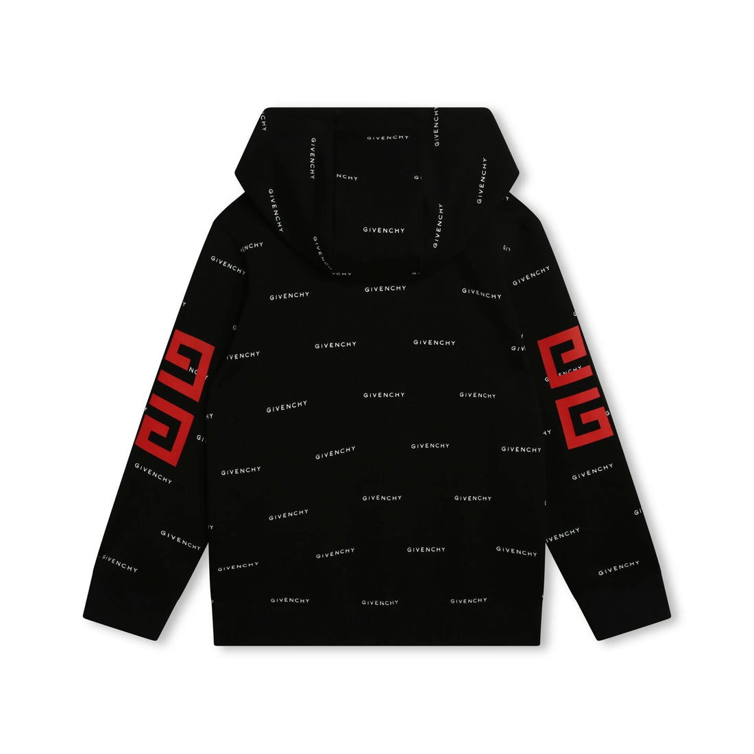 Givenchy Kids black zip-up hoodie with all-over logo pattern and 4G motif, available at Lestyle Boutique Melbourne.