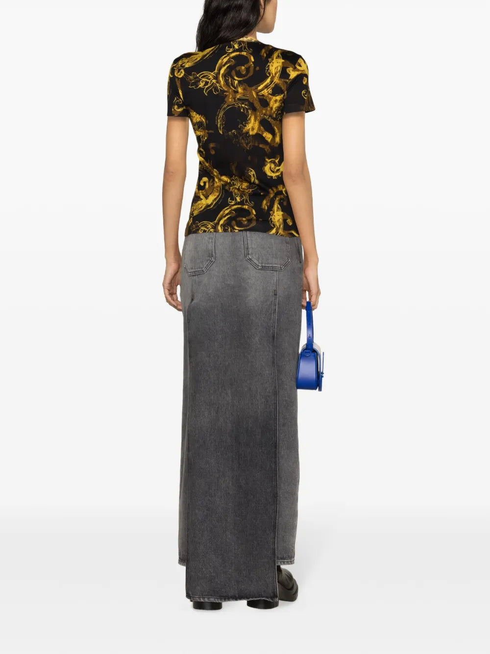 VERSACE JEANS COUTURE T-Shirt featuring gold baroque print available at Lestyle Boutique Melbourne