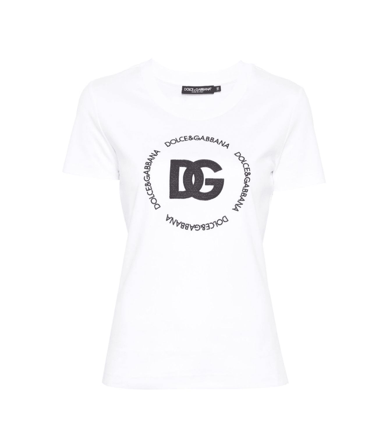 Dolce & Gabbana embroidered-logo interlock T-shirt in optical white with front logo available at Lestyle Boutique Melbourne