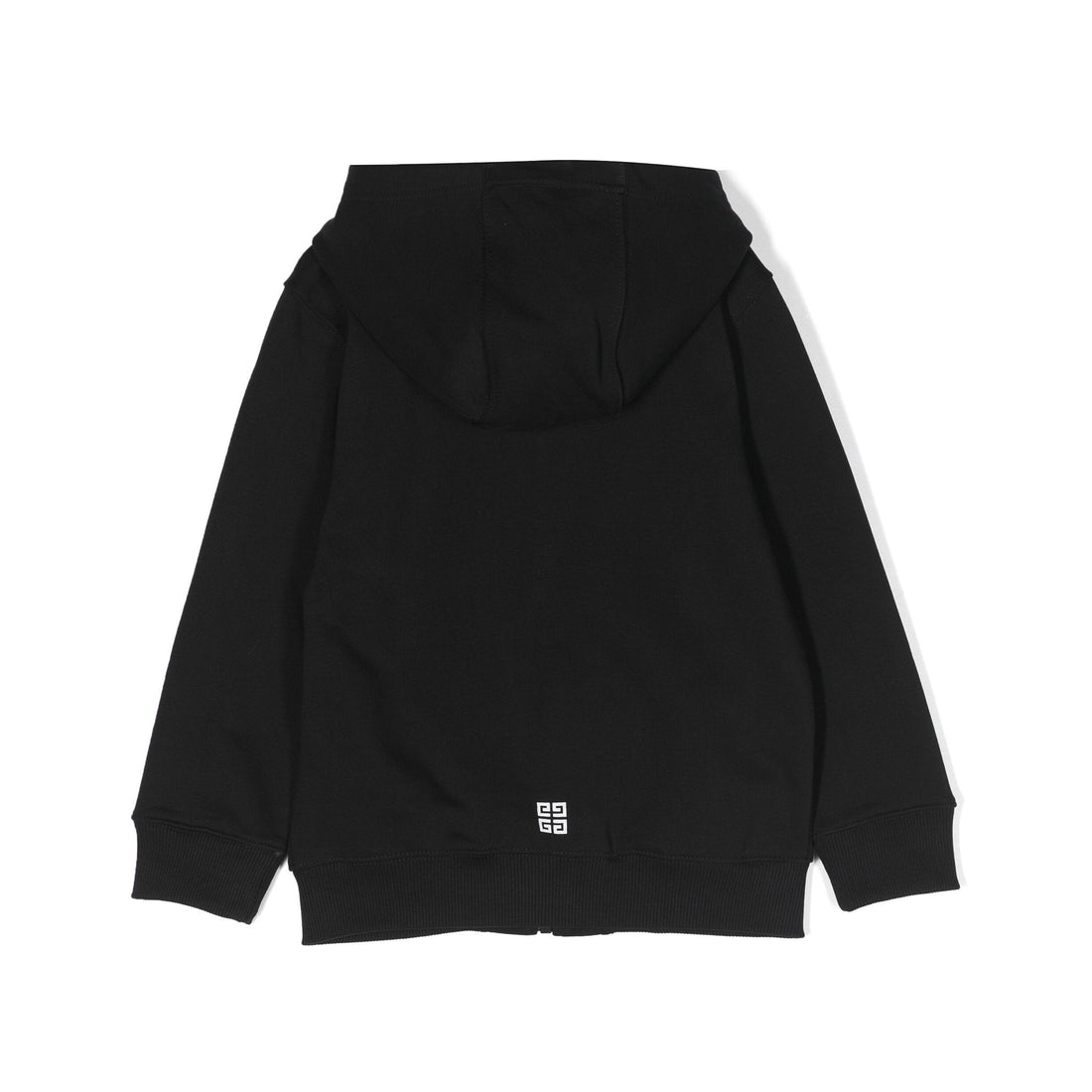 Black Givenchy Kids logo-print zip-up hoodie featuring a drawstring hood and pouch pockets, available at Lestyle Boutique Melbourne.