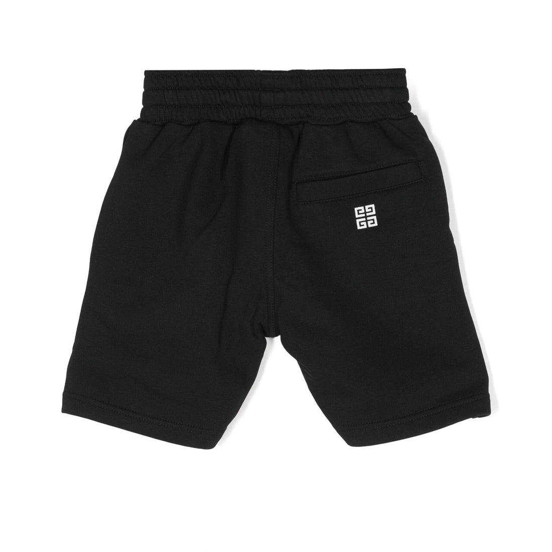 Black Givenchy Kids logo-print track shorts with an elasticated waistband, available at Lestyle Boutique Melbourne.