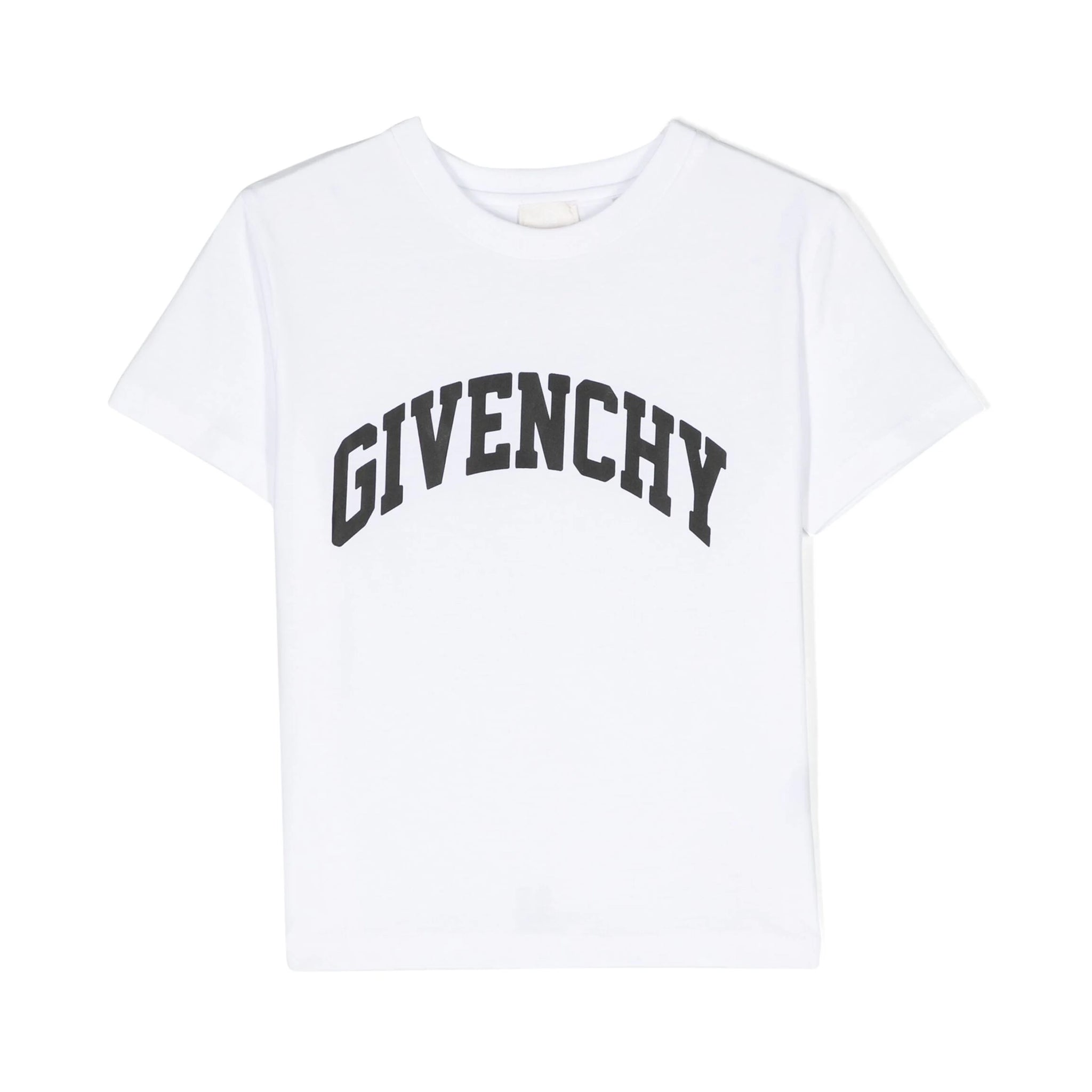 Givenchy Kids logo-print cotton T-shirt in white with a varsity-inspired logo, available at Lestyle Boutique Melbourne.
