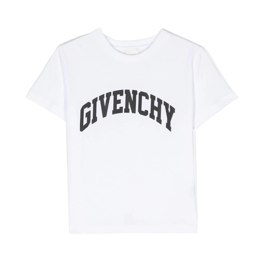 Givenchy Kids logo-print cotton T-shirt in white with a varsity-inspired logo, available at Lestyle Boutique Melbourne.