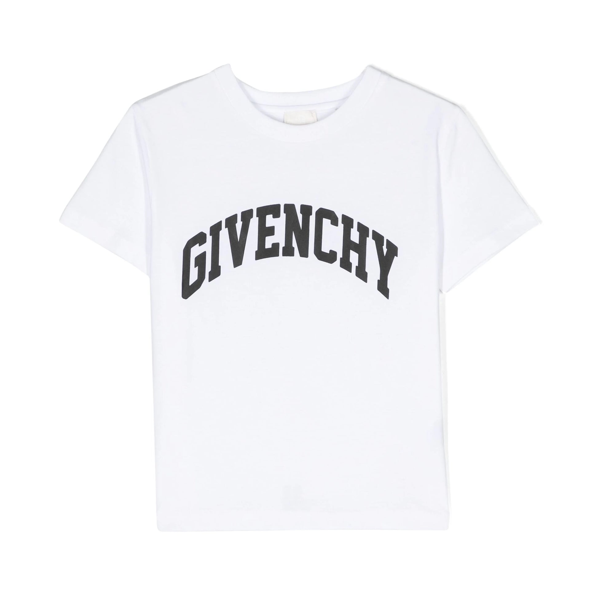 Givenchy Kids logo-print cotton T-shirt in white with a varsity-inspired logo, available at Lestyle Boutique Melbourne.