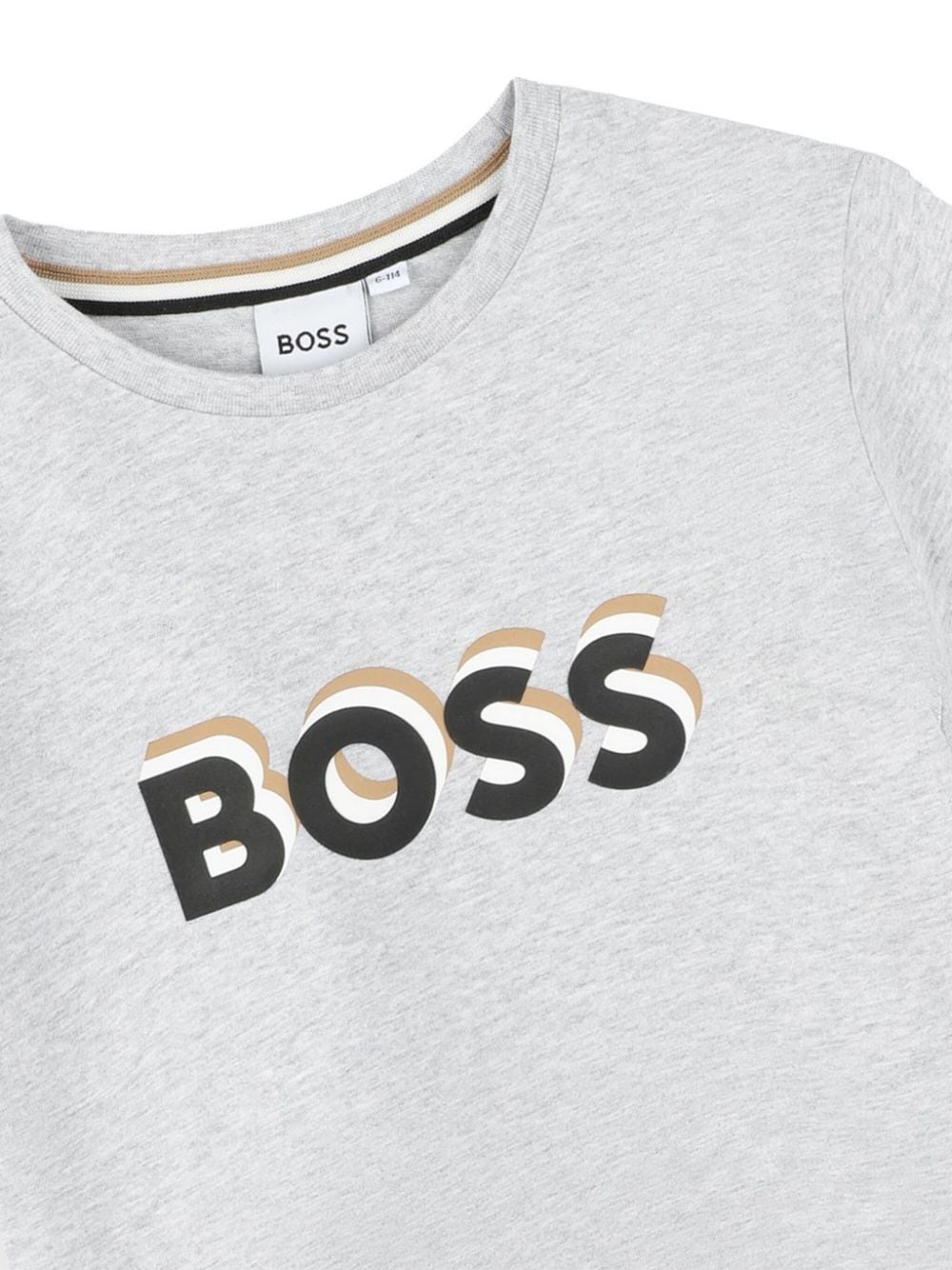 BOSS Kids light grey logo print cotton T-shirt, available at Lestyle Boutique Melbourne.