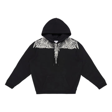 Marcelo Burlon County of Milan hoodie in black with grey Wings print design. Comfortable cotton material for everyday wear, available at Lestyle Boutique.