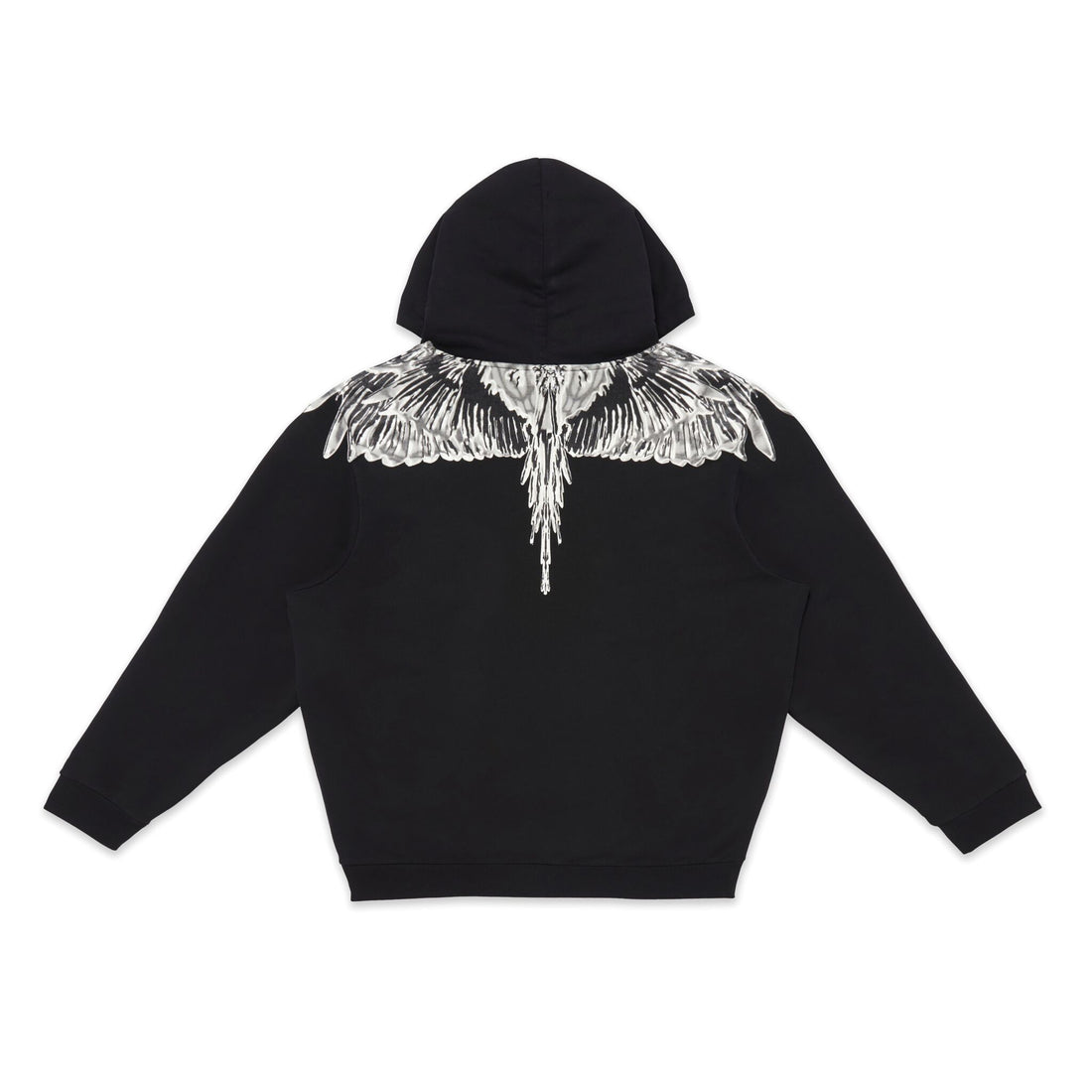 Marcelo Burlon County of Milan hoodie in black with grey Wings print design. Comfortable cotton material for everyday wear, available at Lestyle Boutique.