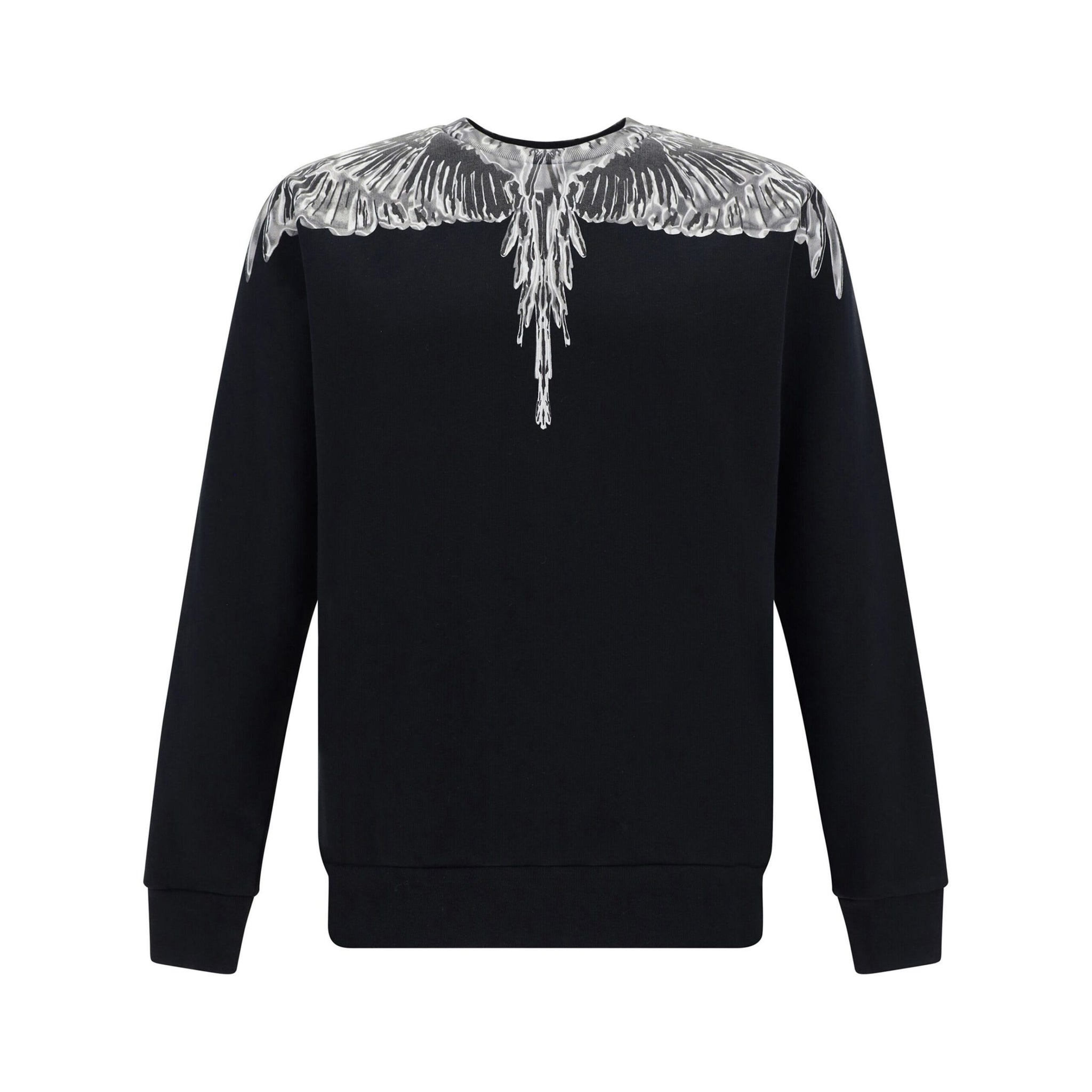 Marcelo Burlon County of Milan black sweatshirt with grey Wings print, crafted from 100% cotton, available at Lestyle Boutique Melbourne.